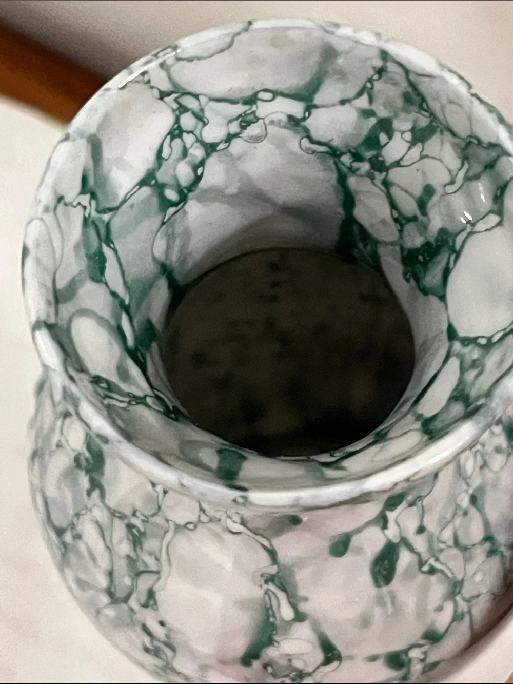 Maine Porcelain Green Marble  Vase by S Designs Brewer Maine
